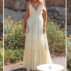 VICI Adore You Gingham Maxi Dress- Yellow